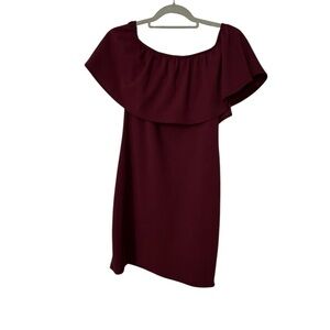 5/$25 Pre Loved Elegant Burgundy Off-Shoulder Dress- Size Medium